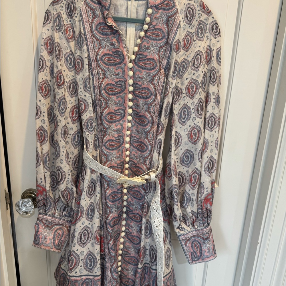 Zimmermann Red and Blue Paisley Dress